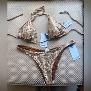 NWT Vitamin A Snake Print Bikini (Reversible Top)